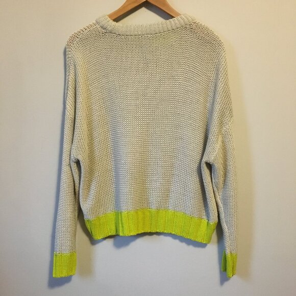 Design Lab Grey and Acid Yellow Slouchy Knit Sweater - Picture 2 of 13
